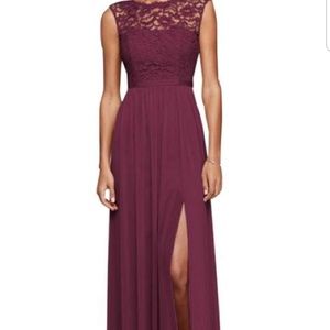 Long Bridesmaid Dress with Lace Bodice Size: 10Col